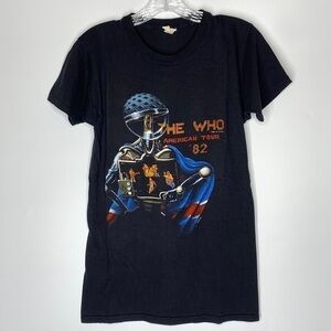 Vintage Screen Stars The Who American Tour 1982 Black Band Tee Medium